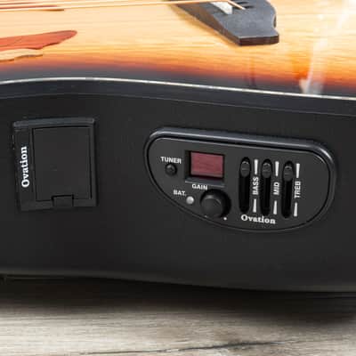 Mint Ovation Limited Celebrity Elite Plus Exotic Acoustic-Electric Guitar, Flamed Eucalyptus, Sunbur image 9
