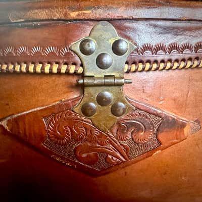 1950’s Western Motif Hand Tooled Custom Leather Dreadnaught Guitar Case image 8