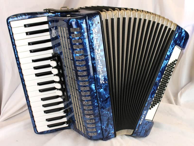 8088 - Blue Weltmeister Achat Piano Accordion w Internal Mics LMM 34 72 image 1