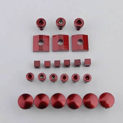 Red Titanium Guitar Double Locking Tremolo Fine Tuning , Locking Nut Clamps, Inserts Screws Set image 3