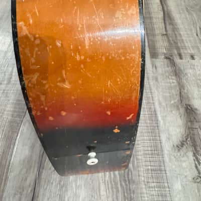 Vintage Tiesco Checkmate Guitar 1970 Sunburst 6 String Classical Flattop image 10