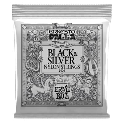4 PACK Ernie Ball P02406 Ernesto Palla Nylon Black and Silver Classical Tie On Set image 2