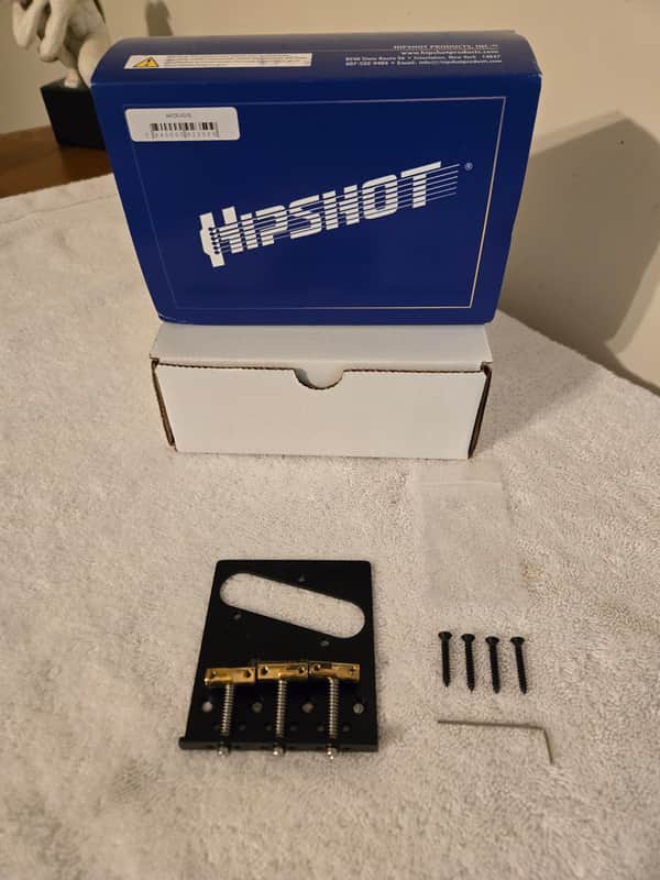 Hipshot Telecaster 3-Saddle Retrofit Bridge - 4-Hole Mount 2020s - Black image 1