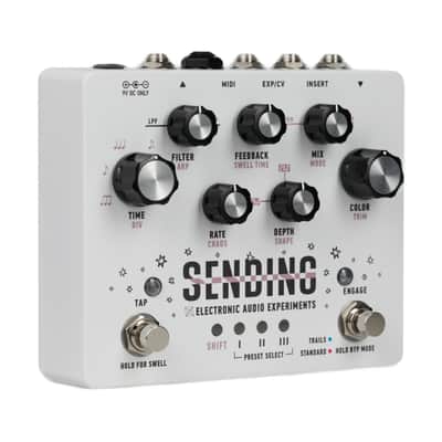New Electronic Audio Experiments Sending V2 Delay Guitar Effects Pedal White image 3