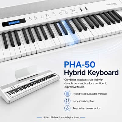 Roland FP-90X Portable Digital Piano with Stand and Pedal Unit Bundle (White) image 6