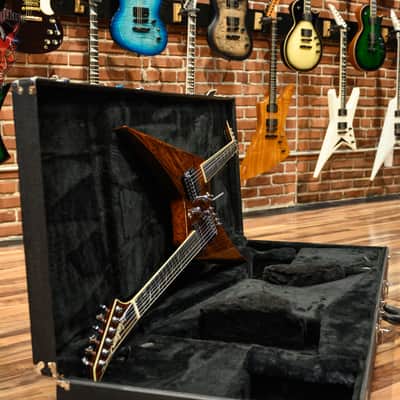 Jackson USA Custom Shop Back to Back Double Neck Rhoads One Off Master Built by Pablo Santana  Rootbeer Swirl 2005 w/OHSC image 5