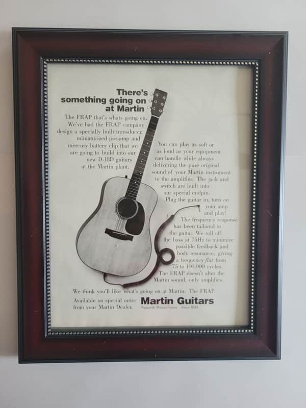 1975 Martin Guitars Promotional Ad Framed Martin D-28 Martin FRAP Transducer Pickup System Original image 1