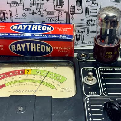 Raytheon 6SN7WGT Tube 1950s Brown Micanol Base Black Plates D-Getter Tested Strong image 2