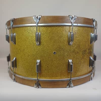 Rogers 14x28"Dayton Holiday Bass Drum Virgin Gold Sparkle 60s Pre-Powertone Ohio image 3