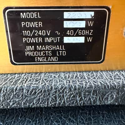 Marshall JMP 2203 Mk2 Master Model 100W Lead 1982 Made in England Serial 00821P image 5