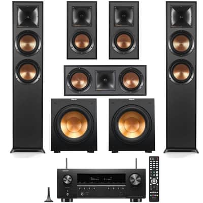 Klipsch Reference 5.2 Home Theater System, Bundle with 2x R-625FA Floorstanding Speaker, 2x R-12SW Subwoofer, R-52C Center Channel, R-41M Bookshelf Speaker Pair, 7.2-Channel Receiver, Black image 10