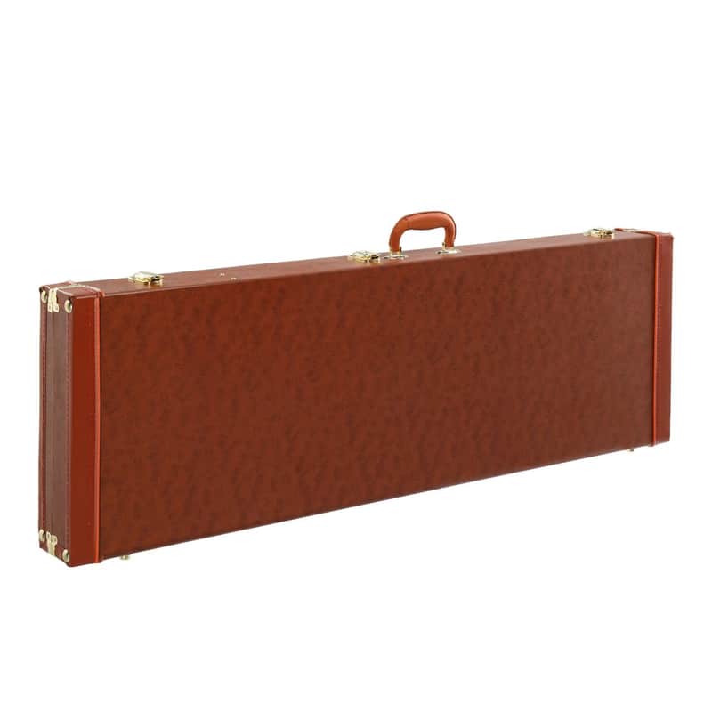 Locking Hard-Shell Electric Bass Guitar Case | Flat Brown, Plush Lined, Heavy-Duty Protection image 1