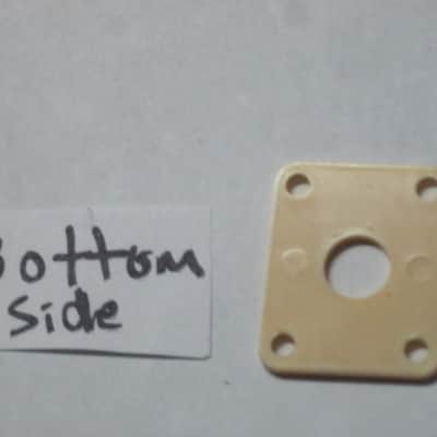 used (has some nicks & scratches) unknown brand CREME PLASTIC RECTANGLE Jack Plate + nickel finish SCREWS (refer to measurements in description) flat - but will flex when installed, might fit Epiphone LP 100 model guitar (NO guitar included) image 19