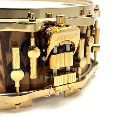 Sonor SQ2 Heavy Beech Snare Drum 14x5.5 African Marble Gloss w/Gold Hw image 3