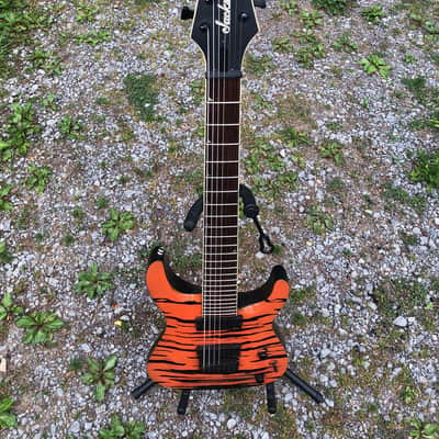 Jackson Soloist 7 string Upgraded EMG 81-7 / 85-7 Hipshot Tuners Neck Thru Tiger Stripe W/ Gigbag image 4