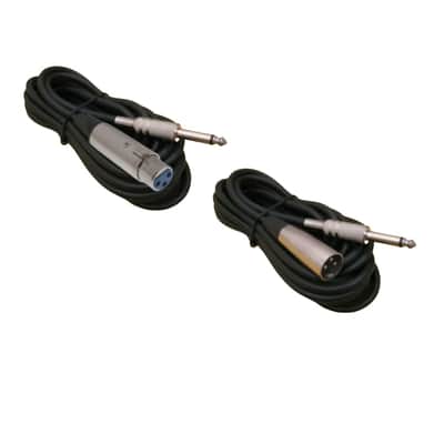 25 FT XLR 1/4 TS to XLR Male Female 2 PC Set image 1