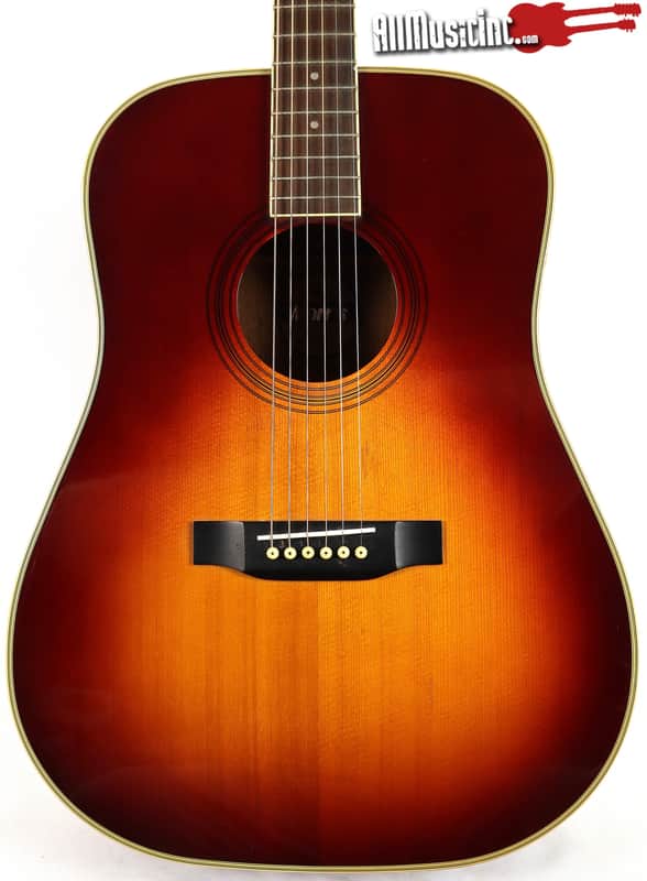 Morris MD507 Solid Top Mahogany Cherry Sunburst Acoustic Guitar