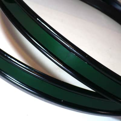 22" Metal Bass Drum Hoops / Pair / Black with Green Wrap Inlay image 2