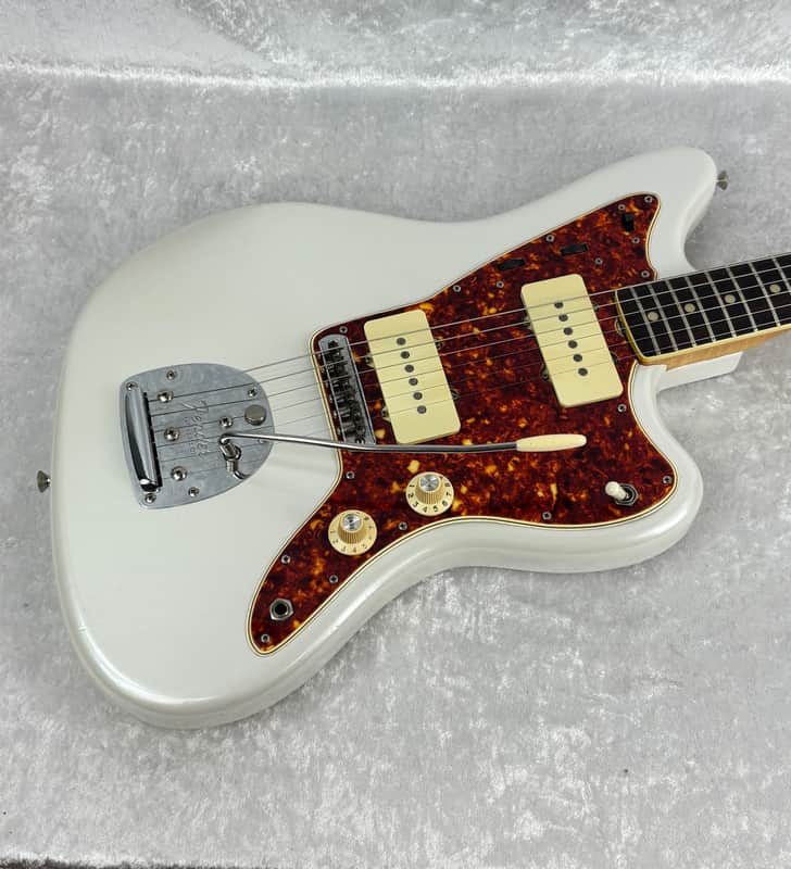 Vintage 1965 USA Fender Jazzmaster electric guitar with Arctic Pearl refin