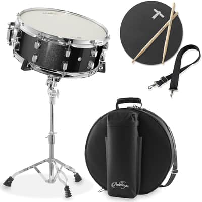 Ashthorpe 1 Ashthorpe Snare Drum Set with Remo Head (Black) - Student Beginner Kit with Stand, Padded Gig Bag, Practice Pad, Neck Strap, and Sticks image 17