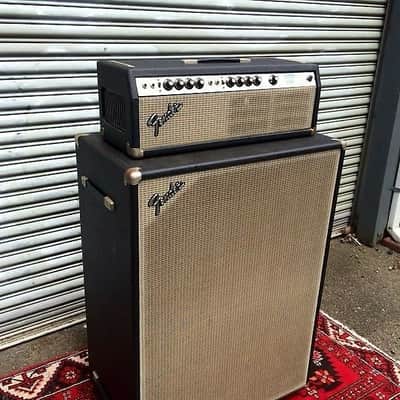 Fender Bassman 135 Head and speaker cabinet matching stack original vintage 1970s Silverface image 2