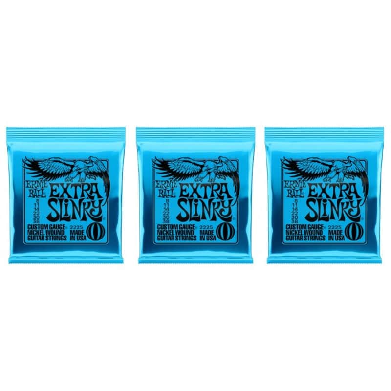 ERNIE BALL 3225 3D Slinky Extra 008-038 Pack Nickel plated Steel. Saiten für E-Gitarre (3Sätze) image 1