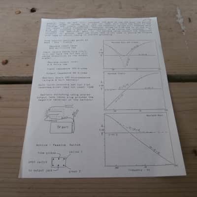 Vintage Late 1980's Bartolini TCT Bass-Mid-Treble Tone Control Instruction Sheet! Rare, Original! image 2