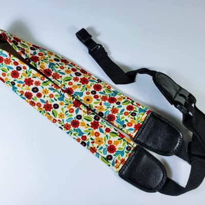 Flower Ukulele Strap - Colorful-Handmade - Cool Ukulele Strap - Button Free - Universal Strap image 1