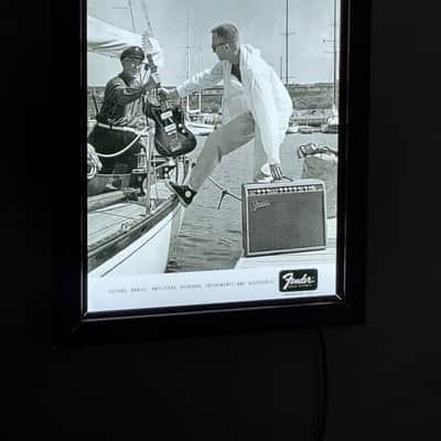 1960 Fender "You Wont Part With Yours Either" Boat Dock Jazzmaster/Brown Super Backlit Movie Style Poster 16 X 20 Man Cave, Music Room image 2