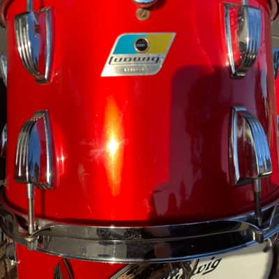 Huge Sounding Ludwig Blue & Olive Badge 6-Piece 1970’s Drum Set - Cherry Red image 8