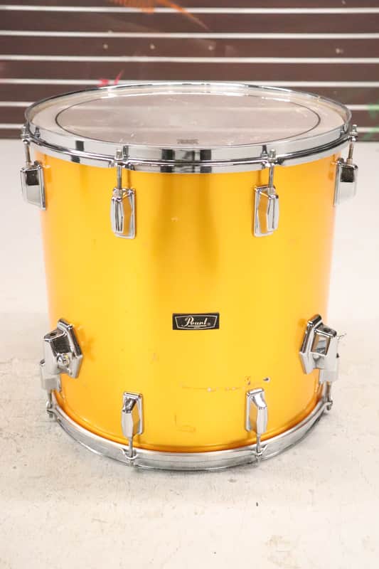 Pearl 16x16" Fiberglass Floor Tom Drum Orange Satin Vintage 1970's image 1