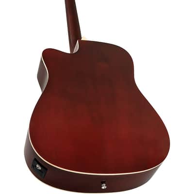 Washburn WA90CE Dreadnought Acoustic-Electric Guitar Regular Wine Red image 2
