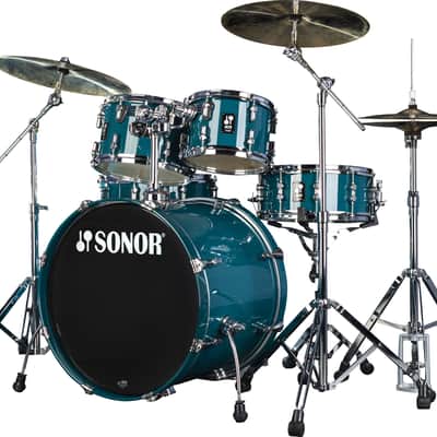 Sonor AQ1 Caribbean Blue Stage 5pc Kit 22x17.5/10x7/12x8/16x15/14x6 Birch Drum Shells +Hardware Dealer image 3