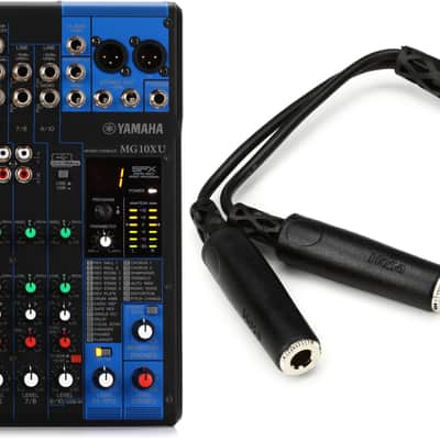 Yamaha MG10XU 10-channel Mixer with USB and FX Bundle with Hosa YPP-118 Y Cable - 1/4 inch TRS Male to Dual 1/4 inch TRS Female image 1