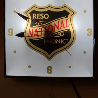 National Resophonic Guitars Dealer Style Light-Up Clock Killer Cool Man Cave/Garage Item image 4