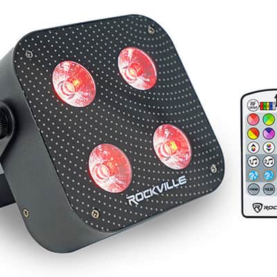 (3) Rockville MINI RF4 V2 Black DJ/Party Wash Lights+RF Remote+APP+Wireless DMX image 1