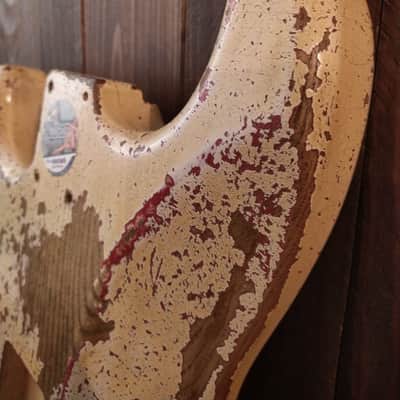 #202603 :: Baldman's Stratocaster (open) body in Aged Olympic White over Metallic Wine Red : Vintage image 13