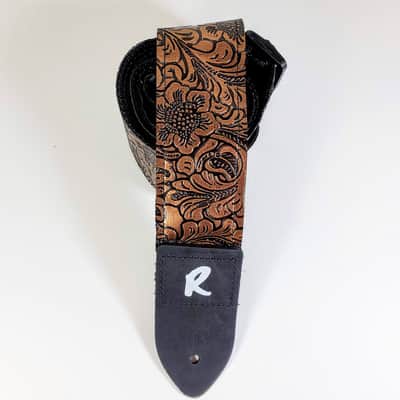 Vegan Leather Guitar Strap - Tooled Faux Leather Guitar Strap - Textured Leather Guitar Strap-Fits image 4