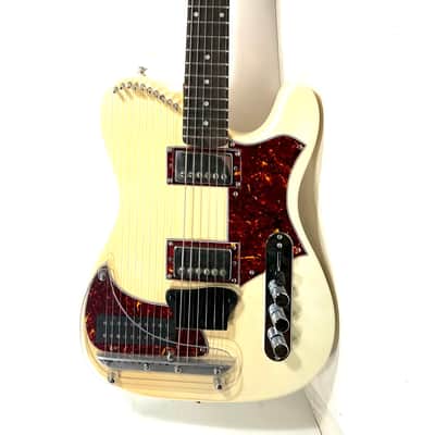 Electric sitar tele style with sympathetic strings Dronemaster 2023 - Olympic White image 2