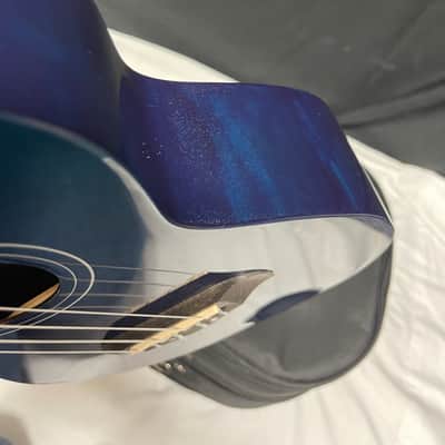 Oscar Schmidt OU2TFTBL-A Tenor Flame Mahogany Ukulele NEW uke Blue OU2 w/ lightweight case-Blemished image 8
