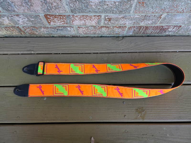 Vintage Circa 1981 Fender Guitar Strap in Rare Orange, Green Pattern! image 1
