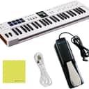 Arturia KeyLab Essential MK3 49 Key Keyboard, MIDI Keyboard Controller Bundle with Sustain Pedal, USB Cable, Polishing Cloth- Music Recording Software Included, MIDI Piano for Home Studio Setup, White
