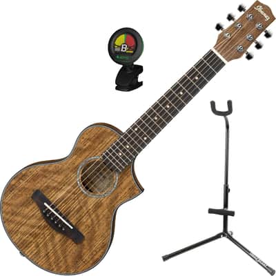 Ibanez EWP14 EWP Series Piccolo Acoustic Guitar, Open Pore Natural w/ Tuner and Stand image 2