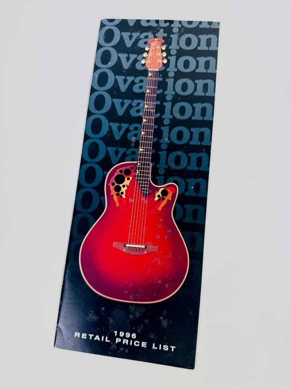 Ovation Price List 1996 image 1