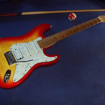 Scalloped Harley Benton ST redburst used HSS playing ala Yngwie,Ritchie&Co! image 1