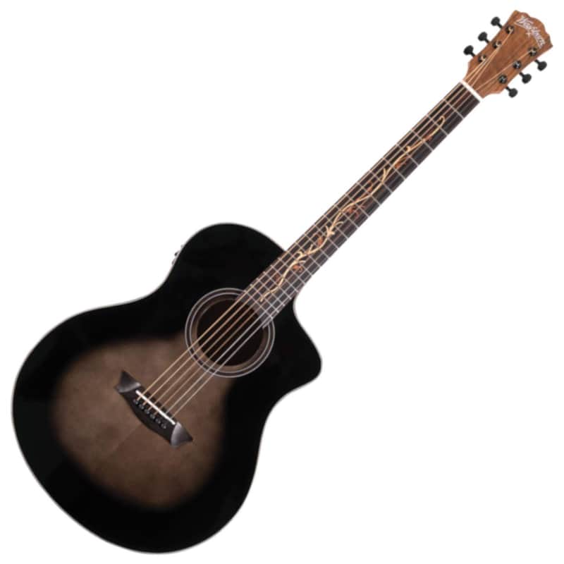 Washburn VITE S9V Bella Tono Studio Cutaway Acoustic Electric Guitar, Gloss Charcoal Burst (BTS9VCECH-D-U) image 1