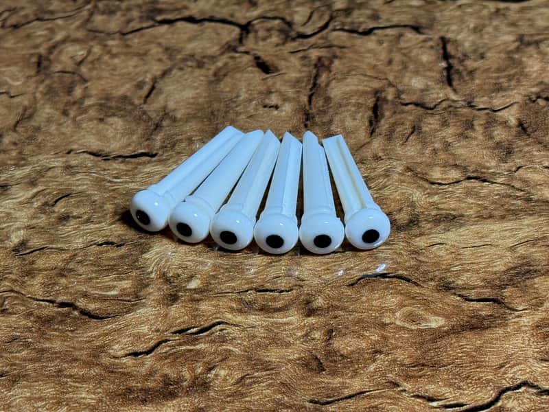 Bone Guitar Bridge Pins Size 1T Made in USA/Black Dot Inlay image 1