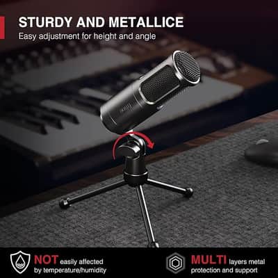 XLR Dynamic Microphone, Vocal Podcast Microphone with Cardioid Pattern, Studio Metal Mic for Streaming Voice-Over Dubbing Video Recording, Black-K669D image 5
