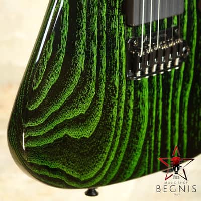 TOM ANDERSON Pro Am HS - Swamp Ash Body & Reverse Headstock - Black with Green Dog Hair image 12