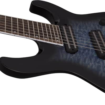 Jackson X Series Soloist Arch Top SLATX7Q MS Electric Guitar. Laurel FB, Multi-Scale, Transparent Blue Burst image 9